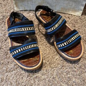 Sam Edelman Cool, Black and Blue Beaded Sandals